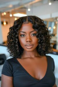 black curly hair
