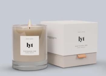 Luxury custom candle box with gold foil stamping and velvet interior