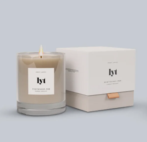 Luxury custom candle box with gold foil stamping and velvet interior